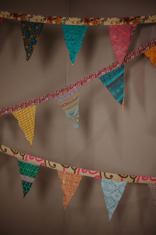 16 foot Reversible Up-cycled Sari Bunting