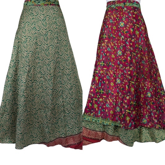 Regular/Maxi Length Up-Cycled Reversible Sari Wrap Skirt #68