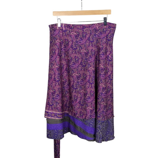 Goddess/Tea Length Up-Cycled Reversible Sari Wrap Skirt #55