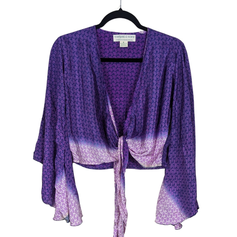 Regular Up-Cycled Sari Bell Sleeve Wrap Tie Top