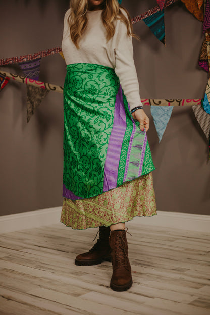 Regular Up-Cycled Reversible Sari Wrap Skirt