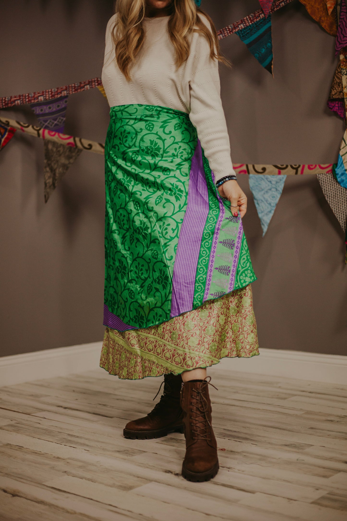 Goddess Up-Cycled Reversible Sari Wrap Skirt