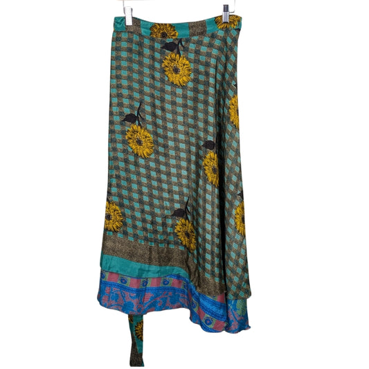 Plus/Maxi Length Up-Cycled Reversible Sari Wrap Skirt #15