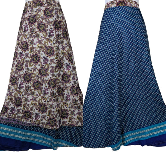 Regular/Maxi Length Up-Cycled Reversible Sari Wrap Skirt #86/87