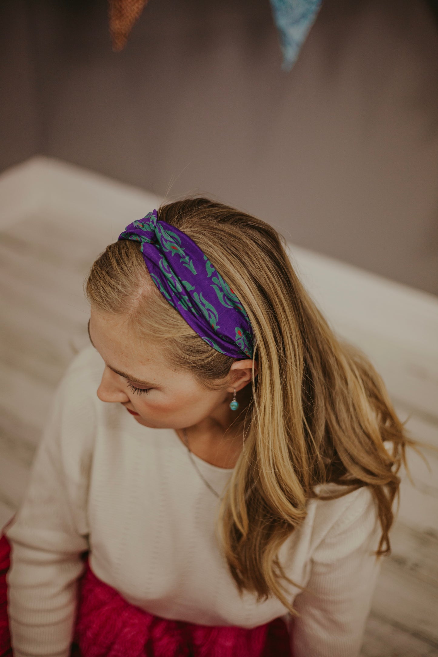 Up-cycled Stretchy Sari Knot Headband