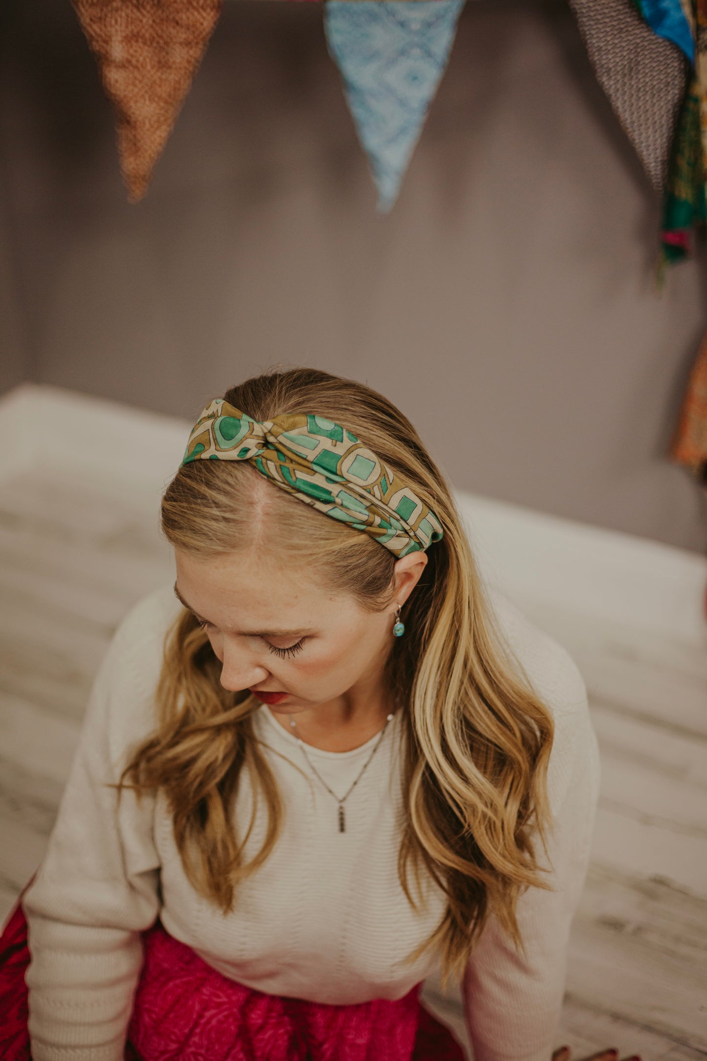 Up-cycled Stretchy Sari Knot Headband