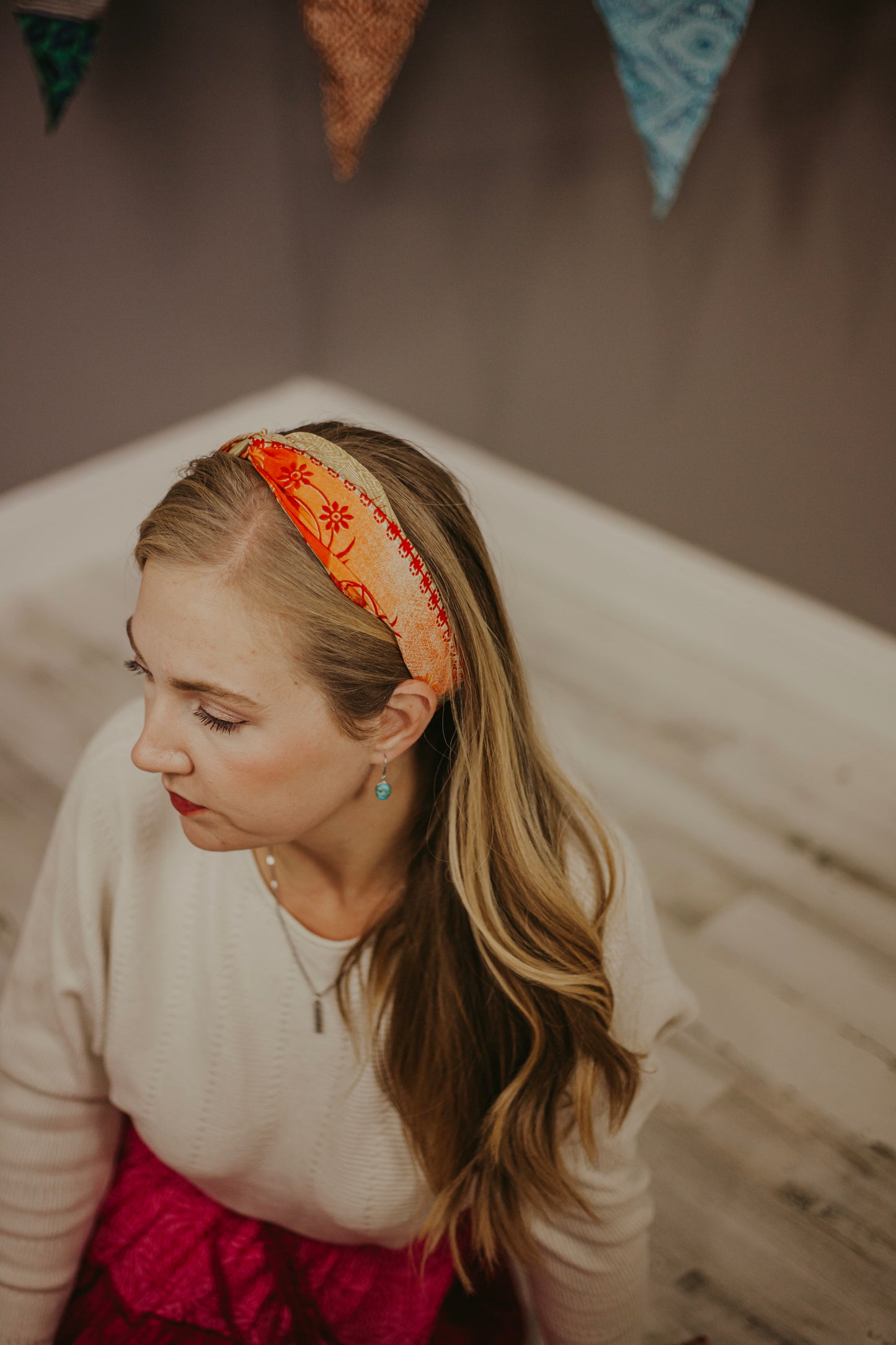 Up-cycled Stretchy Sari Knot Headband