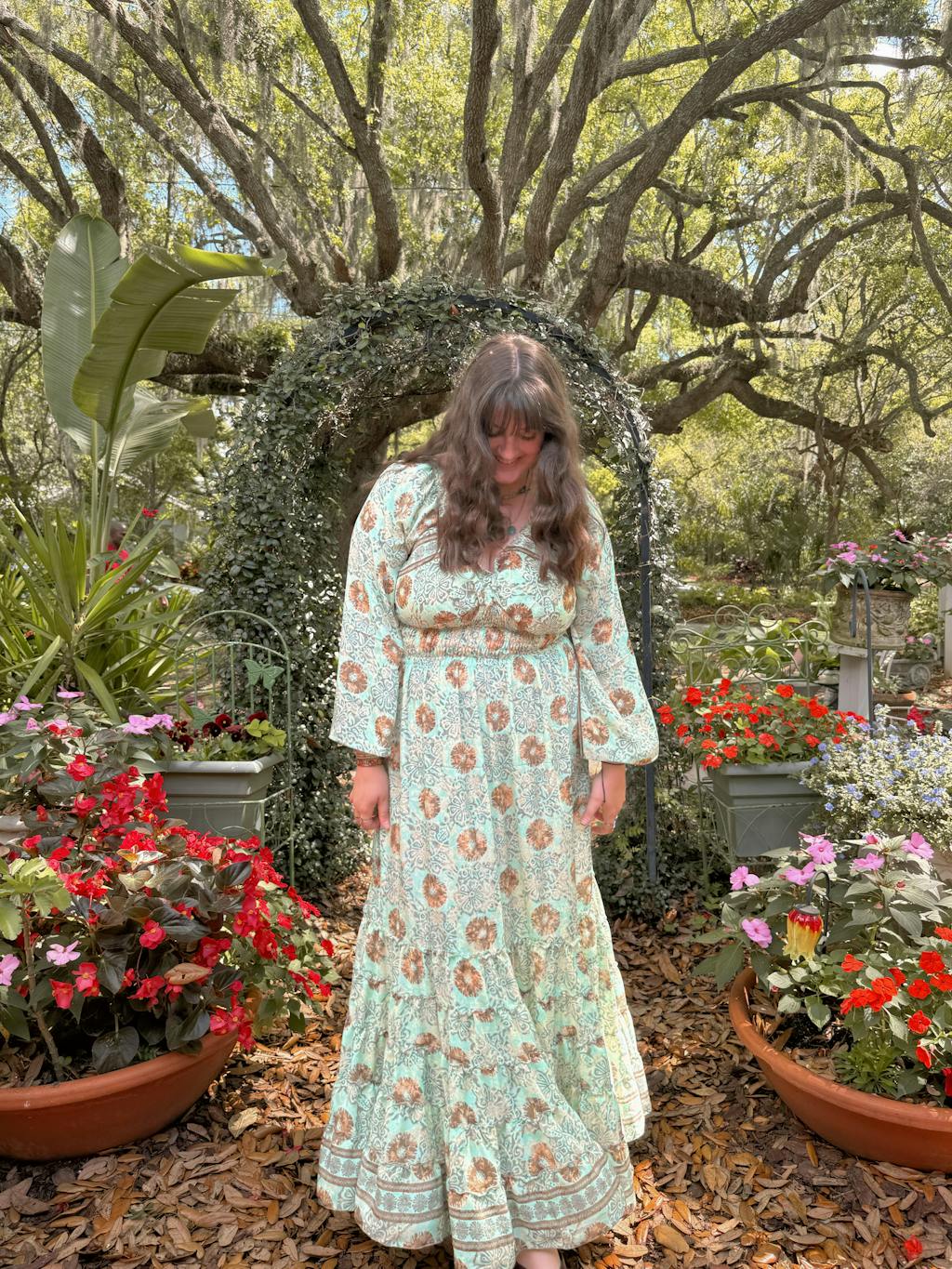 100% New Silk Long Sleeve Maxi Dress - Plus