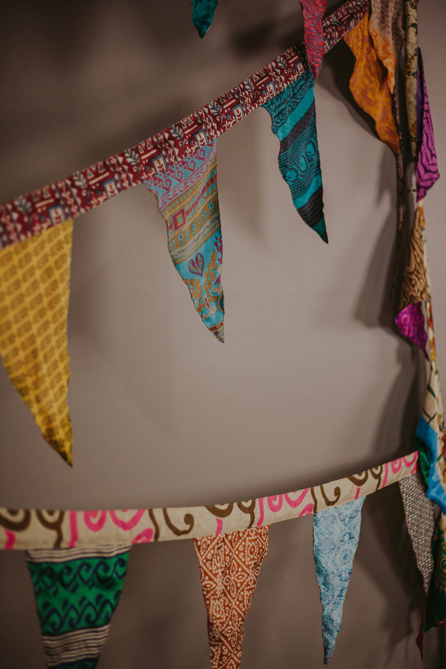 16 foot Reversible Up-cycled Sari Bunting