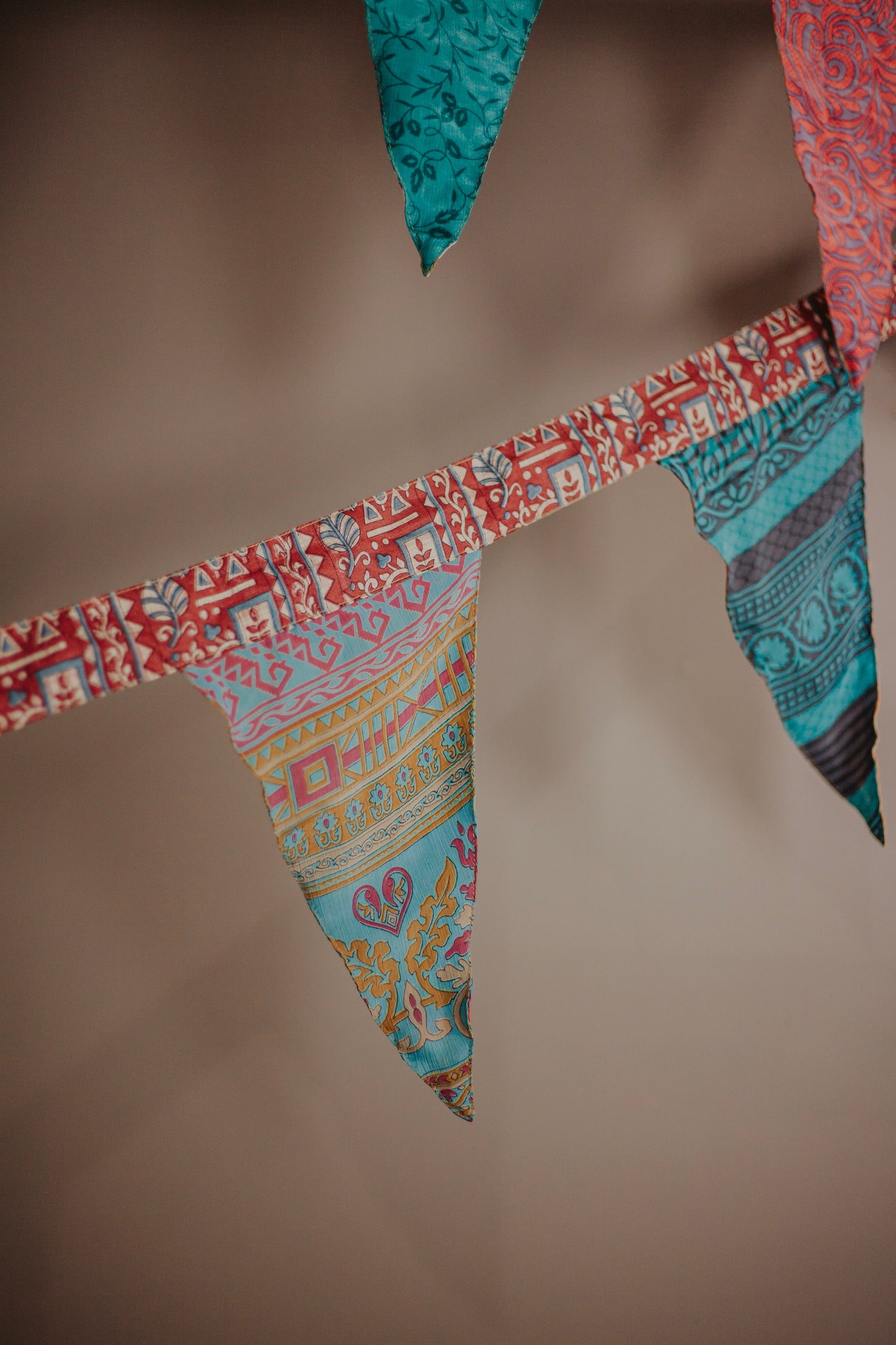 16 foot Reversible Up-cycled Sari Bunting