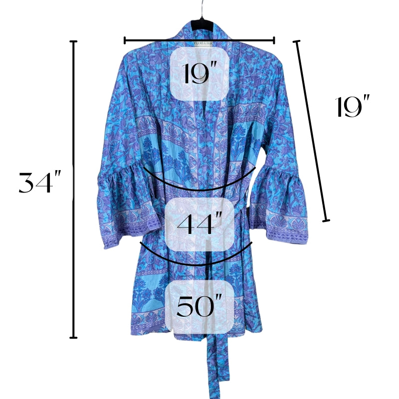 Short Flared Sleeve Up-cycled Sari Kimono