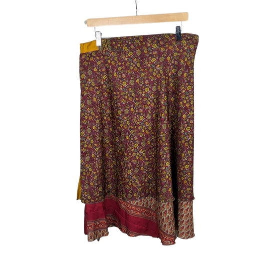 Goddess/Tea Length Up-Cycled Reversible Sari Wrap Skirt #56