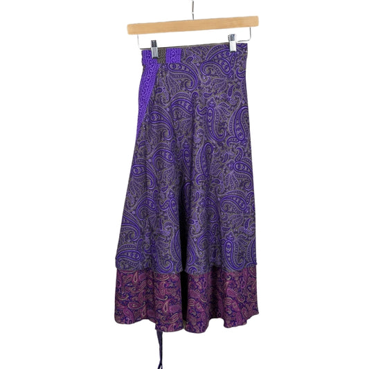 Regular/Tea Length Up-Cycled Reversible Sari Wrap Skirt #1