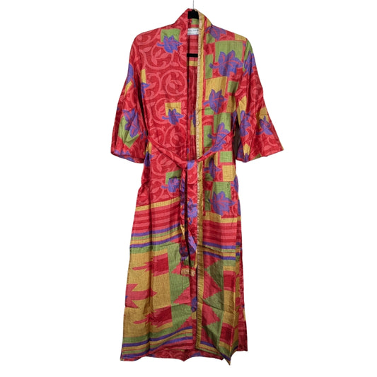 Flared Sleeve Side Slit Up-cycled Sari Kimono