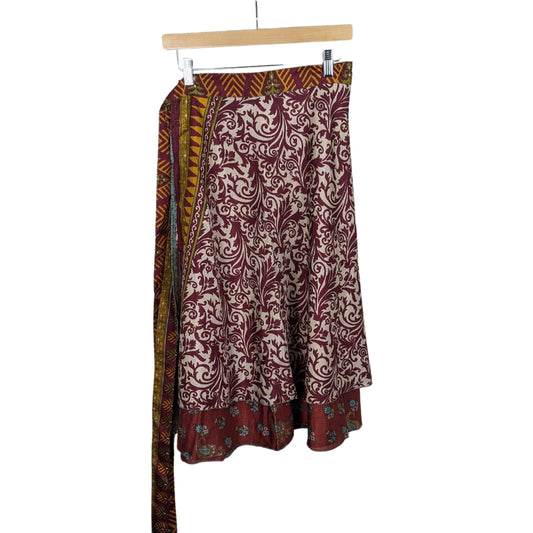 Plus/Tea Length Up-Cycled Reversible Sari Wrap Skirt #85