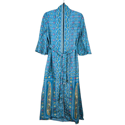 Flared Sleeve Side Slit Up-cycled Sari Kimono