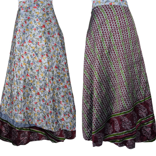 Plus/Maxi Length Up-Cycled Reversible Sari Wrap Skirt #16