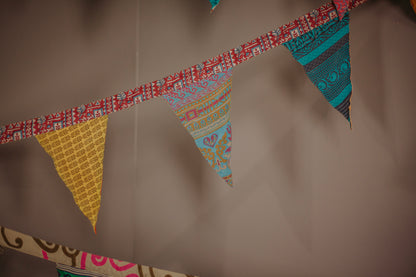 16 foot Reversible Up-cycled Sari Bunting