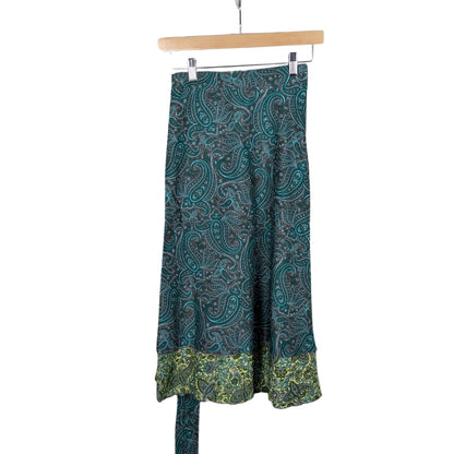 Regular/Tea Length Up-Cycled Reversible Sari Wrap Skirt #19