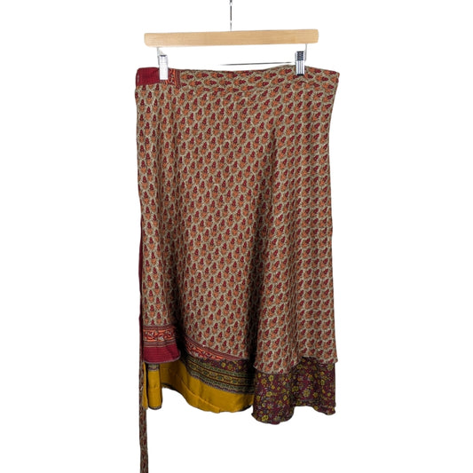 Goddess/Tea Length Up-Cycled Reversible Sari Wrap Skirt #48