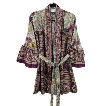 Short Flared Sleeve Up-cycled Sari Kimono