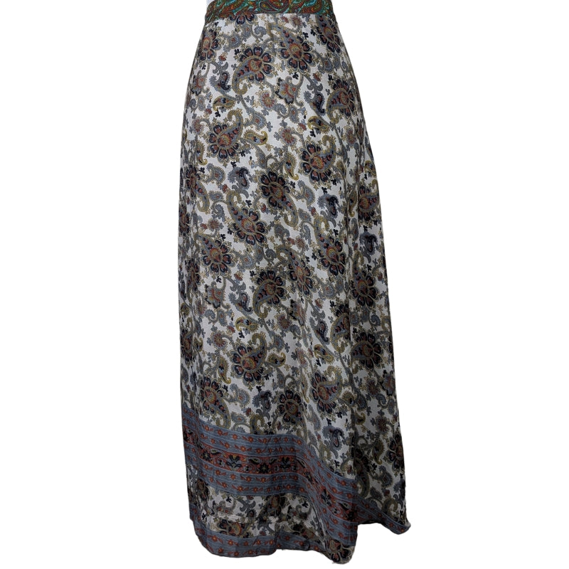 Regular/Maxi Length Up-Cycled Reversible Sari Wrap Skirt #46