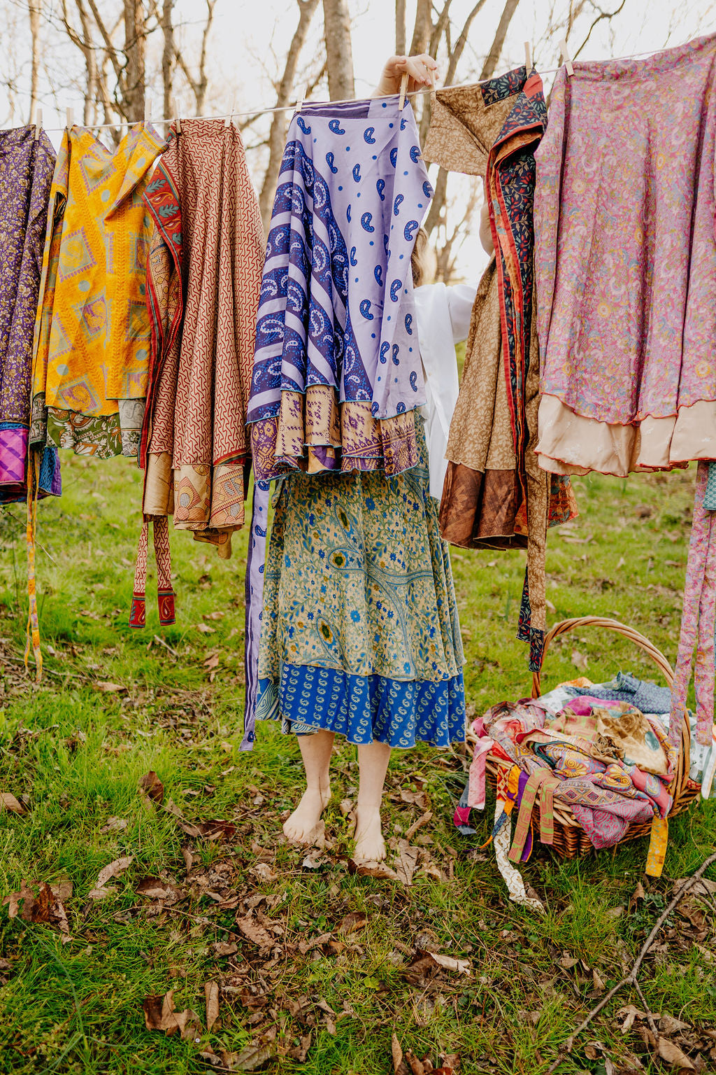 Regular/Tea Length Up-Cycled Reversible Sari Wrap Skirt #19