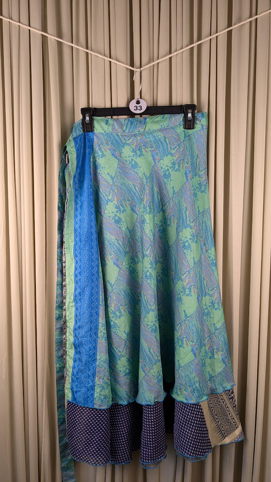 Plus Up-Cycled Sari Reversible Maxi Length Wrap Skirt